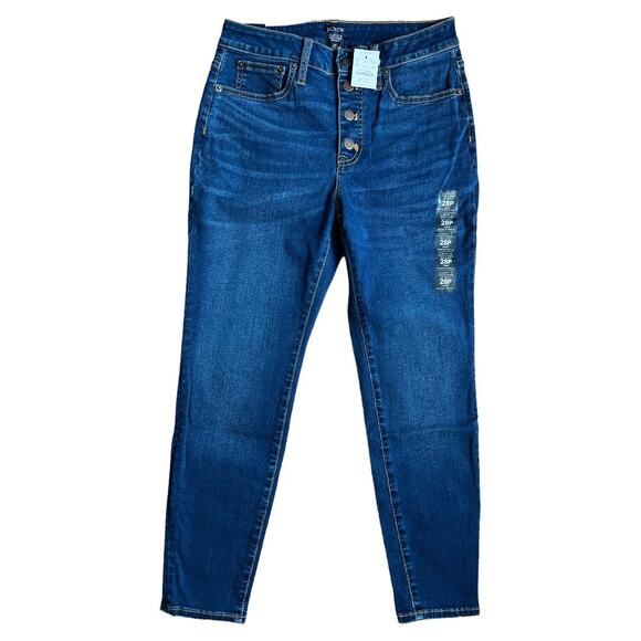 J.Crew Blue Deep Wash Curvy 10" High-Rise Skinny Jeans, 28P - Picture 1 of 8